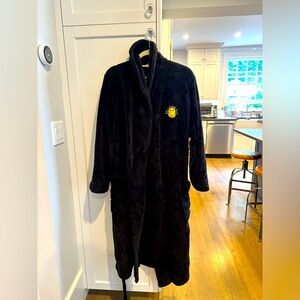 Smiley OS Black Bathrobe oversized with smiley face  emoji on back